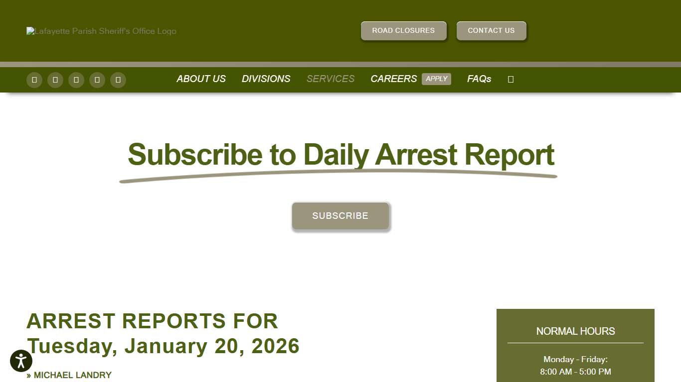 Subscribe to Daily Arrest Report | Lafayette Parish Sheriff's Office