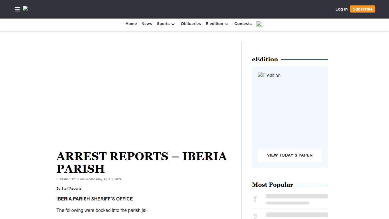 ARREST REPORTS – IBERIA PARISH | The Daily Iberian