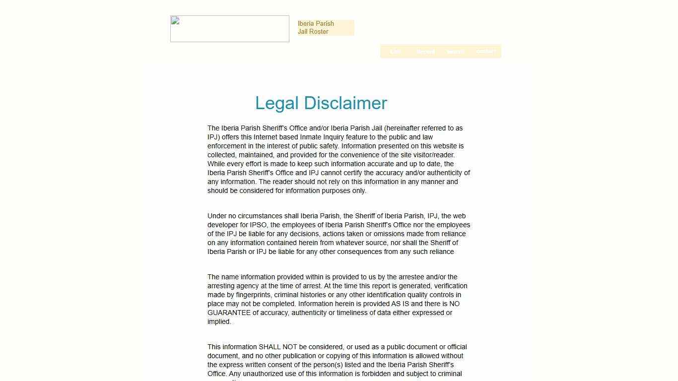 Active Inmate Search - Iberia Parish